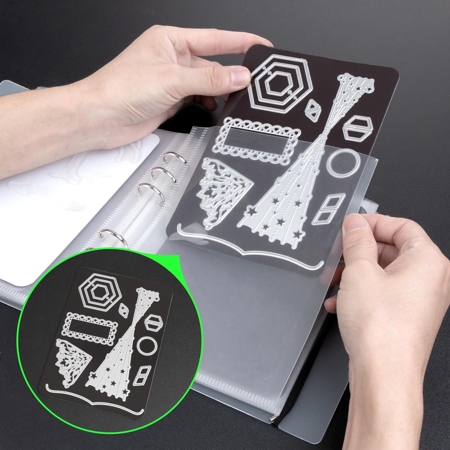 UNIMEIX 60 Pcs Magnetic Sheets for Die Storage with 5 Binder Covers, 2 in 1 Storage Stamp and Die Storage Bags Die Cut Storage Supplies(0.8 mm Thickness)