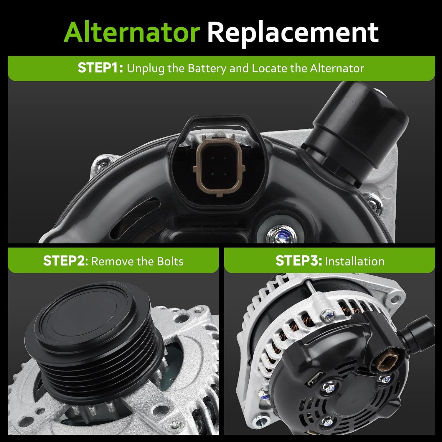 11573N V6 3.5L New Alternator Compatible with Honda Odyssey 2011 2012 2013, Pilot 2012 2013 2014 2015, Ridgeline 2012 2013 2014, Replace# CSJ24 9764219-124 104210-1240 31100-RV0-A01 06311-RV0-505RM