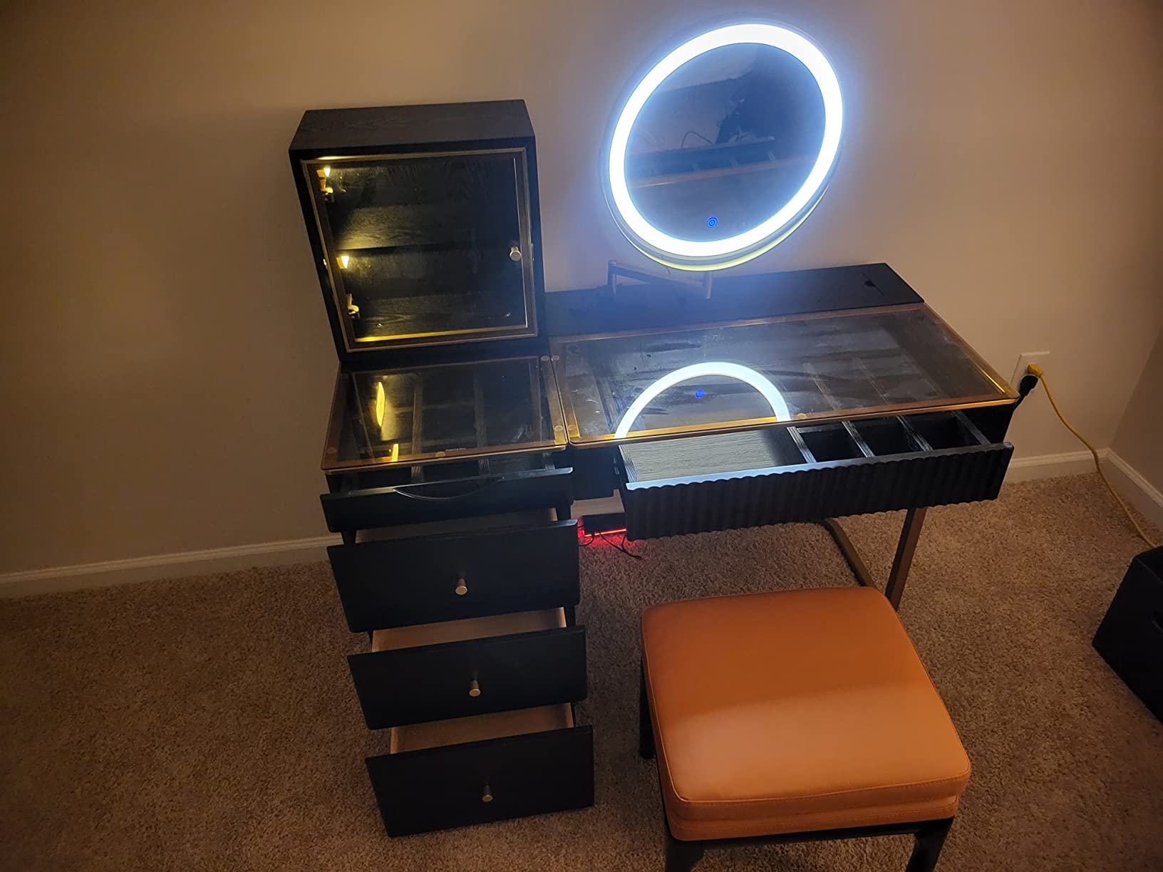 34/mo Finance POVISON Makeup Vanity Desk with Mirror and Lights
