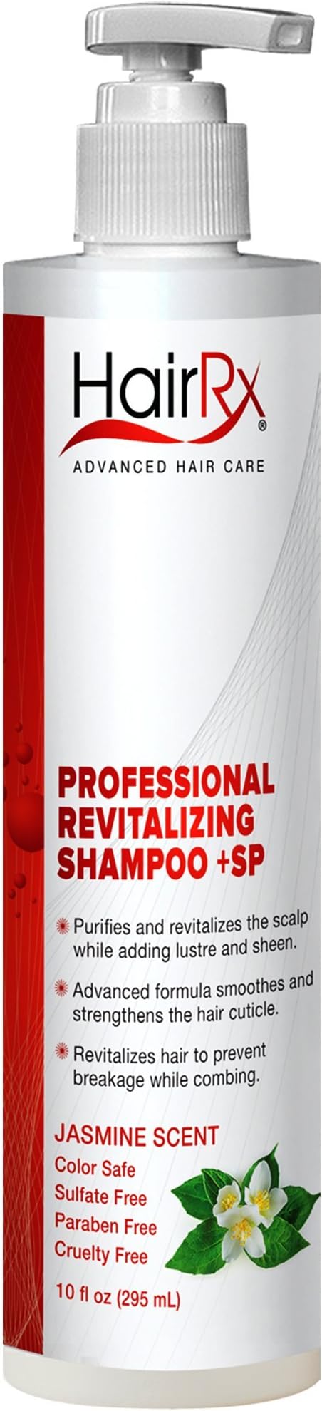 Professional Revitalizing Shampoo +SP (for Oily Scalps) with Pump, Luxurious Lather, Jasmine Scent, 10 Ounce