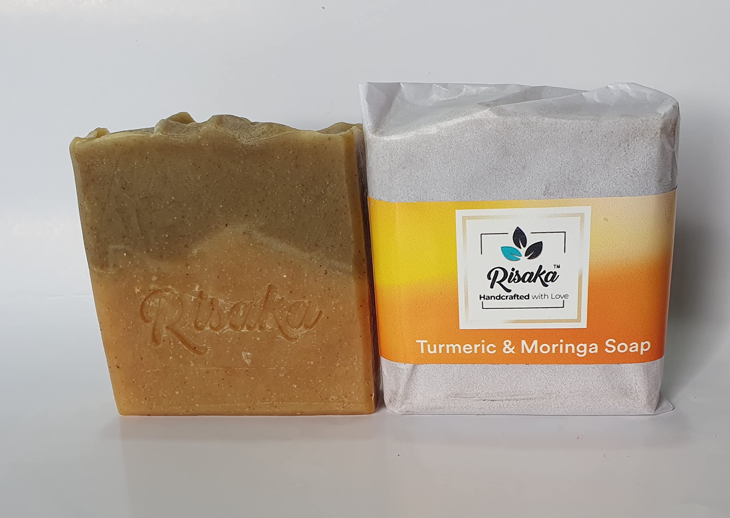 ORGANIC HANDMADE Cold processed TURMERIC and MORINGA Soap with Shea and Kokum Butter Combo pack of 2 Soaps each 100gm in attractive box.-image-48