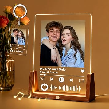 Custom Spotify Picture Frame Gift for Her Him, Acrylic Song Plays Music, Personalized Anniversary Birthday Valentines Present for Girlfriend Boyfriend Couples Spotify 1