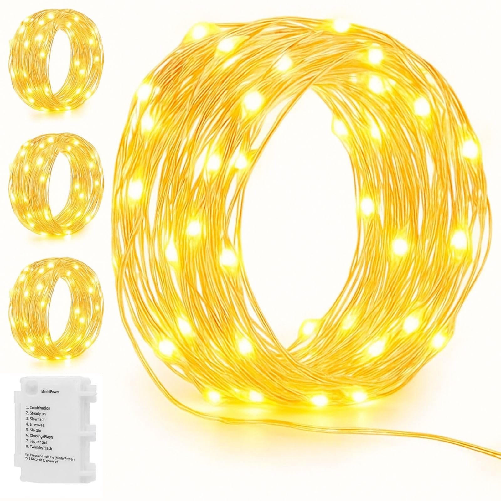 Koopower 2 Pack 6M 50 LED Battery Fairy Lights Waterproof (IP65), Automatic On-Off, 8 Modes Copper Wire String for Christmas, Wedding, Party, Garden