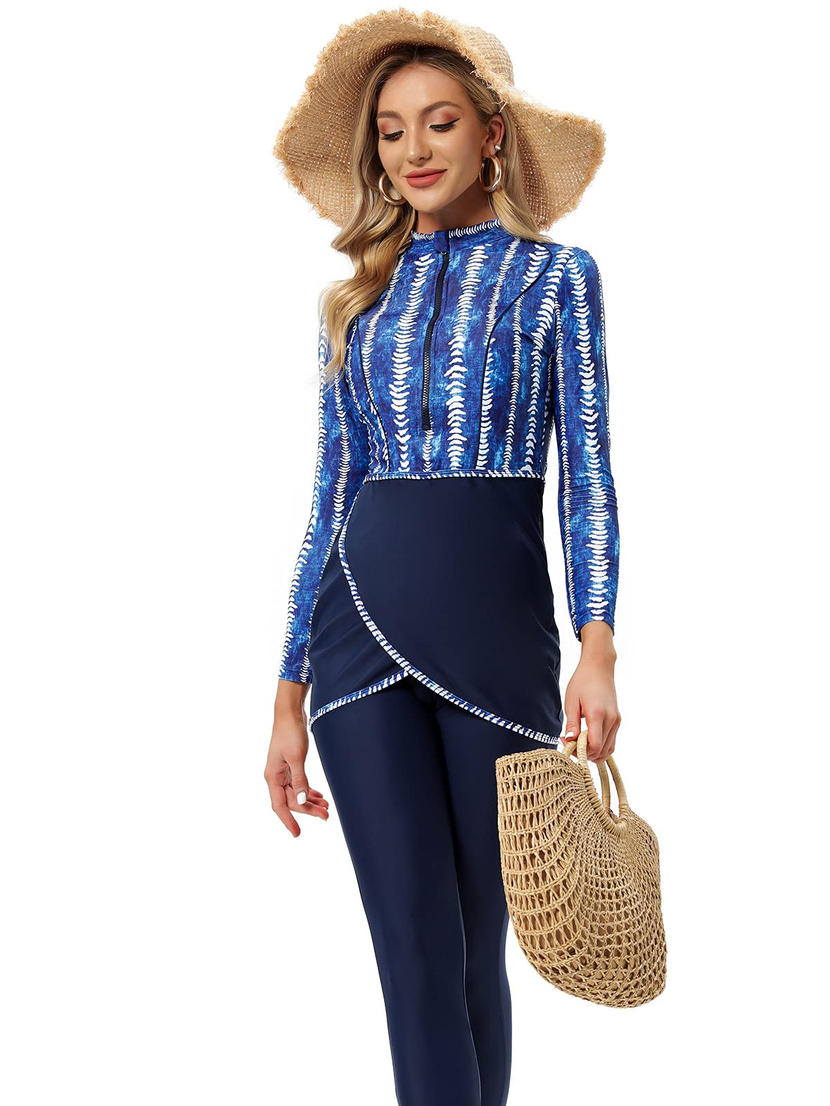 Costume da Bagno Musulmano 3 Pezzi da Donna Hijab Burkini Modesto