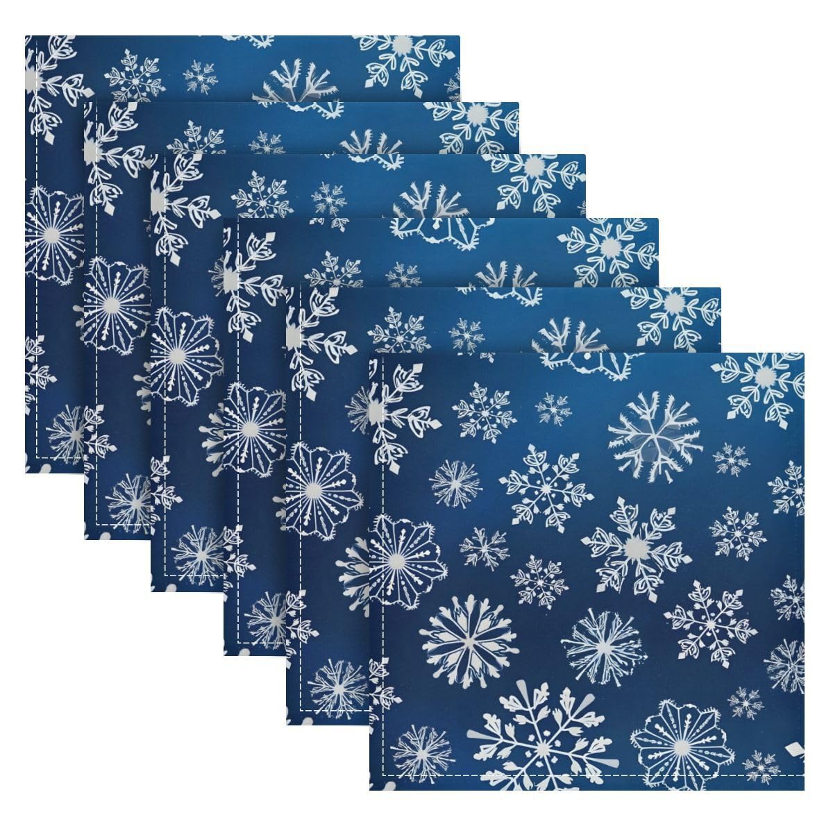 Serviettes de table polyester lavables bleu flocon de neige