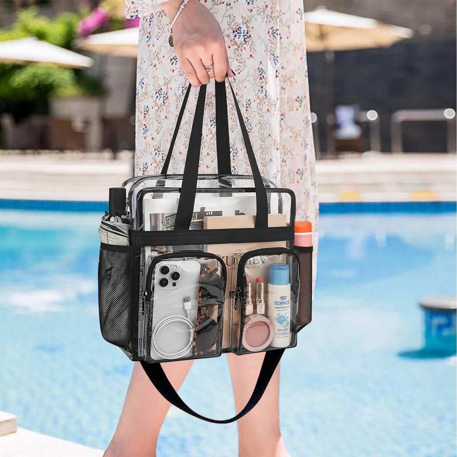 Sac Transparent PVC Clear Bag Bandoulière Sport 30x30x15 cm