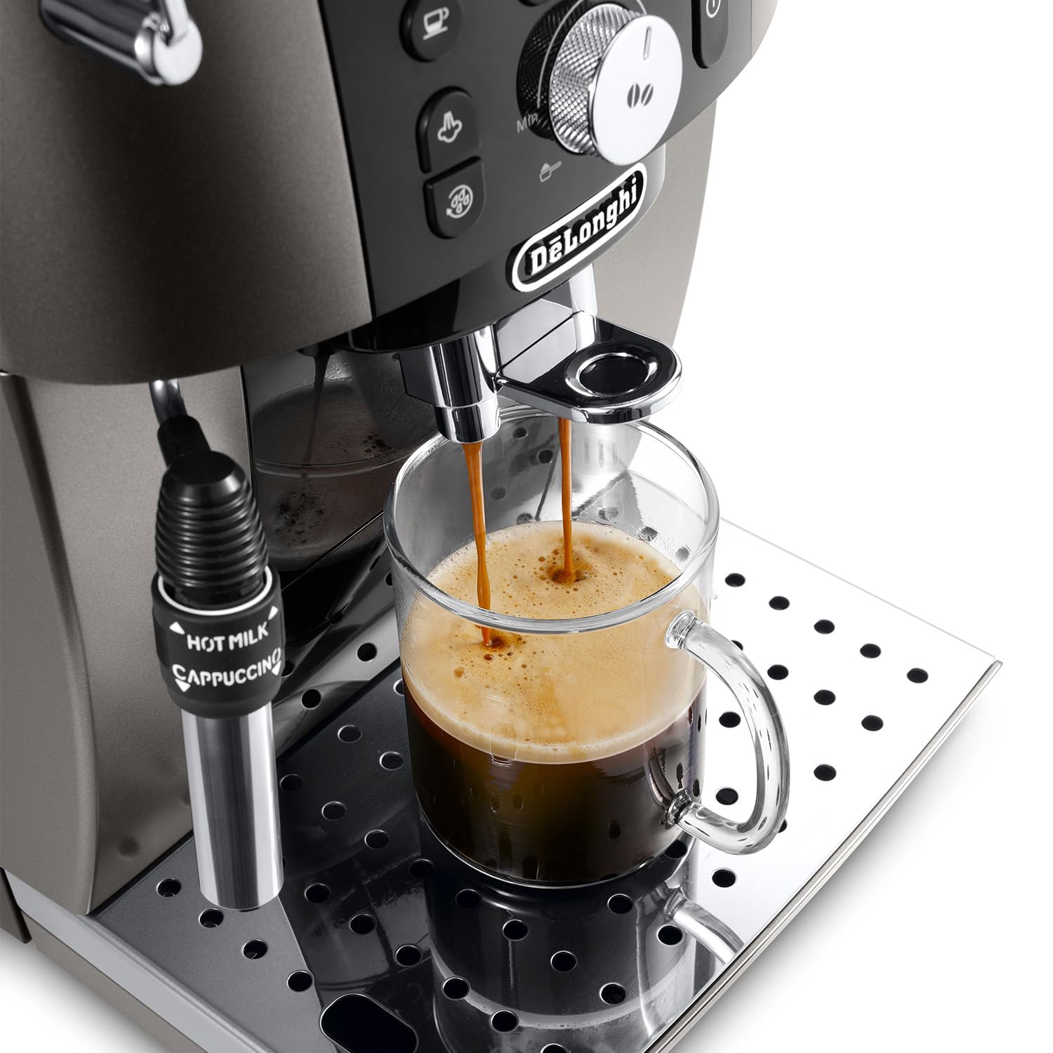 De'Longhi Magnifica S Smart ECAM250.​33.​TB, automatyczny ekspres do kawy z wbudowanym młynkiem do kawy, ręczny system montażu mleka do cappuccino, 4 przepisy One Touch, tytanowy i czarny