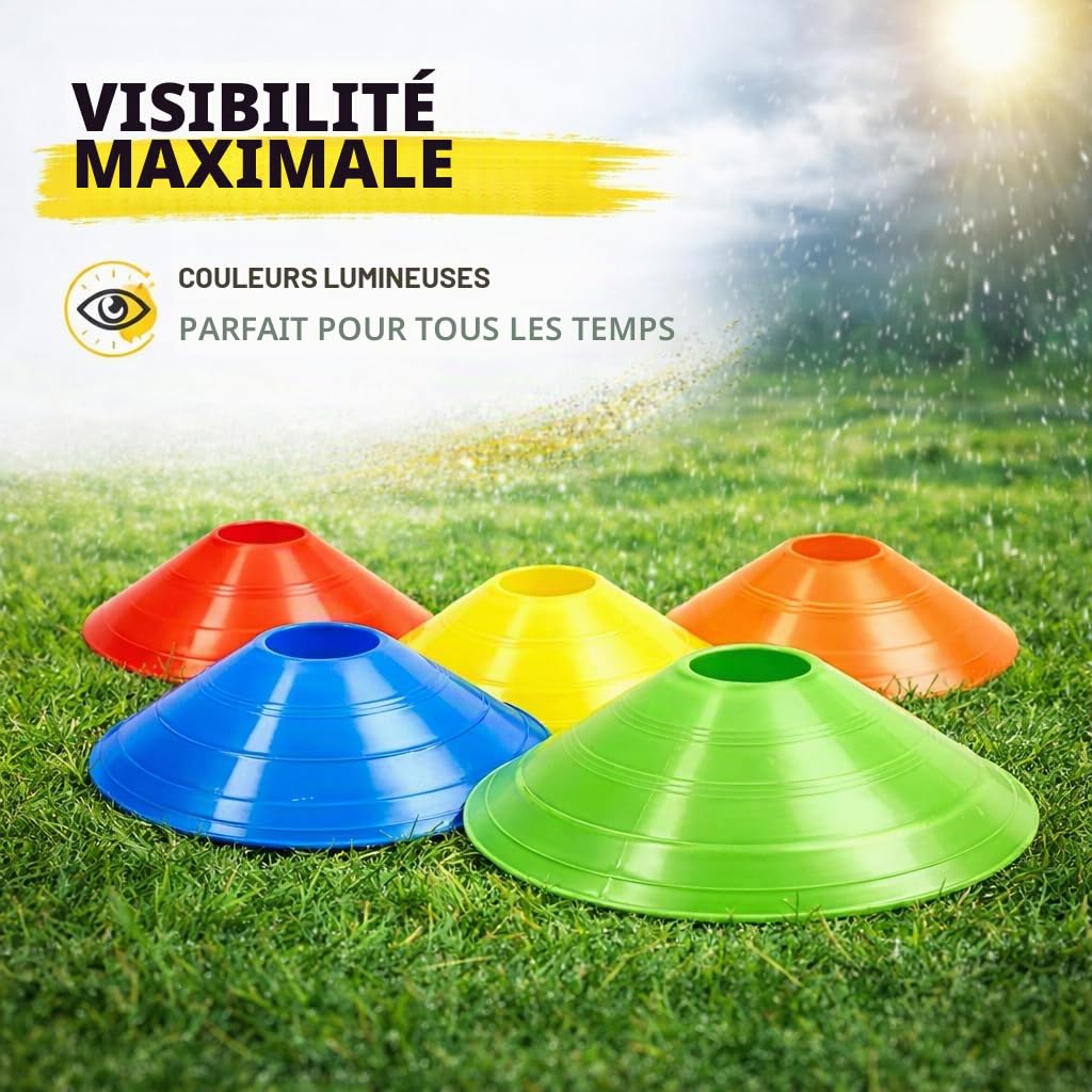 Cônes de marquage Slalom pour football, athlétisme - Accessoires d'entraînement et accessoires de football