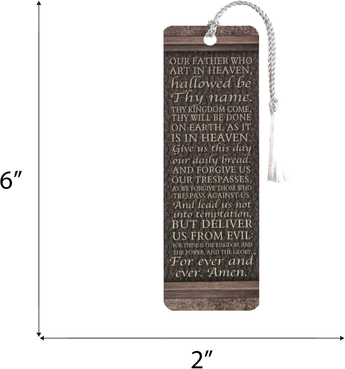 Dicksons The Lord's Prayer Textured Brown 6 x 2 Cardstock Bookmark with Tassel Pack of 12