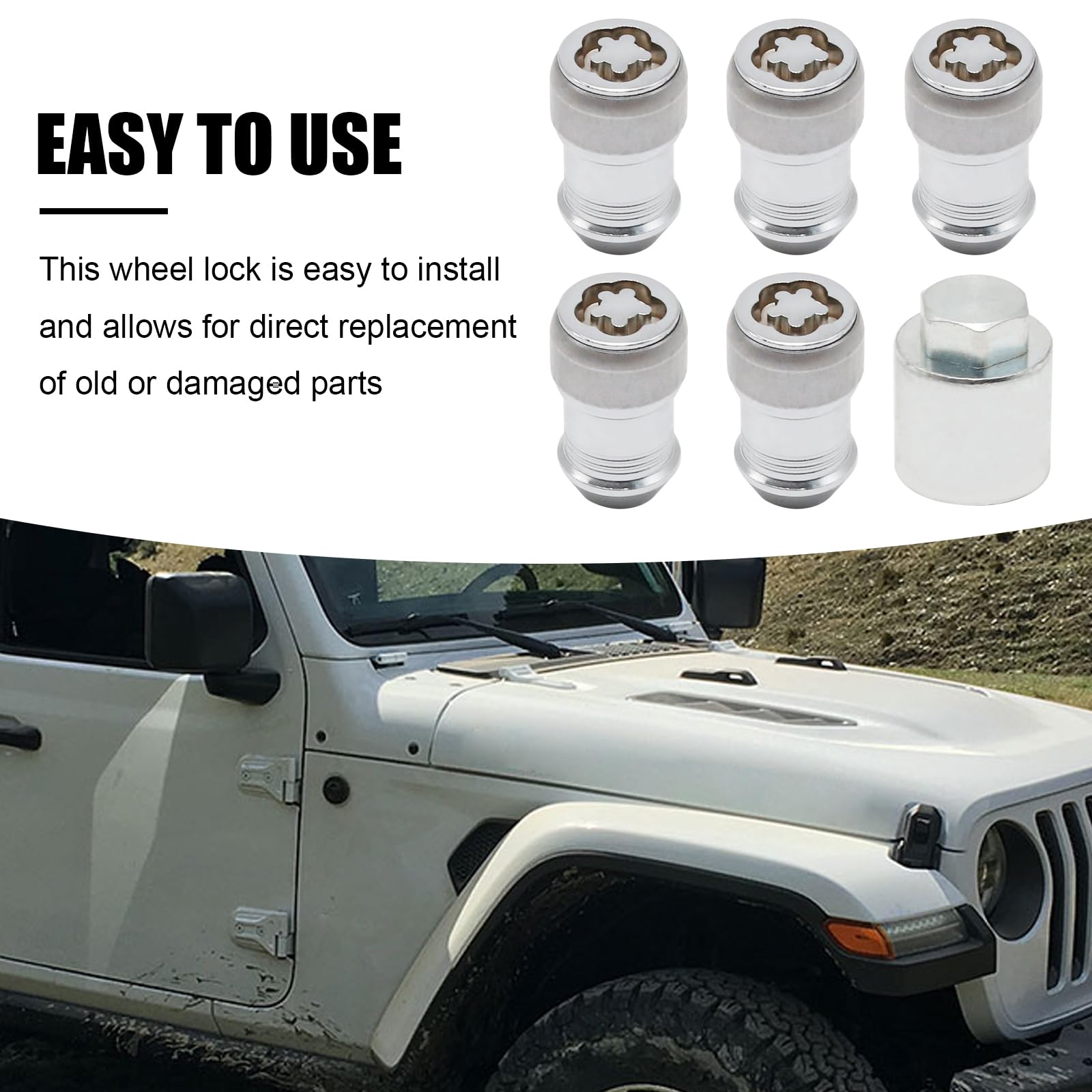 Saihisday Juego de Tuercas y Tornillos Antirrobo para Coche 82215711 de Repuesto para Jeep Wrangler JL 2018-2023 Gladiator JT 2020-2023 con Llave