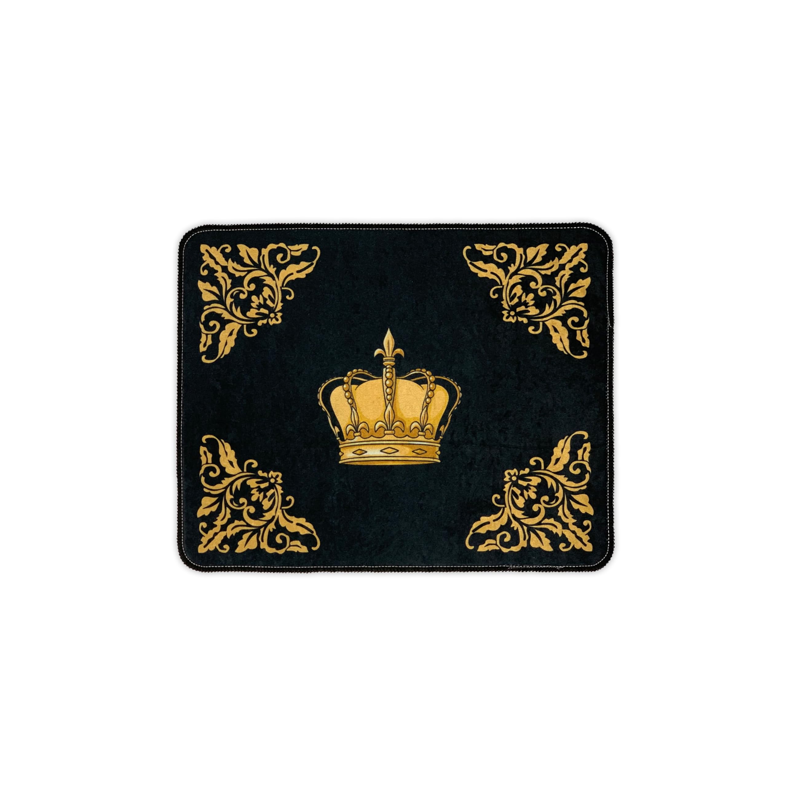 Badezimmerteppich Badematte Duschmatte Badvorleger Duschvorleger Fußmatte Krone Muster Set 2 teilig in schwarz Gold - rutschfest waschbar Fussbodenheizung geeignet flauschig - 2er SET, Design3: Krone