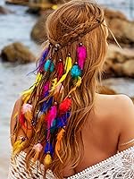 Vista 4 de Diadema de plumas bohemias, accesorios para el cabello, disfraz indio para mujer