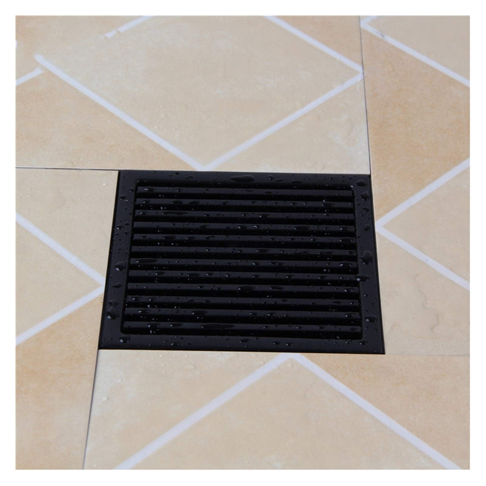 Desagüe de Suelo de Acero Inoxidable Negro de Acero Inoxidable 304 de desagüe de Ducha Baño Pavimento del azulejo de Drenaje plaquita Cuadrada Anti-Olor Basura del Piso Rejillas 110-300MM (Color : Gr