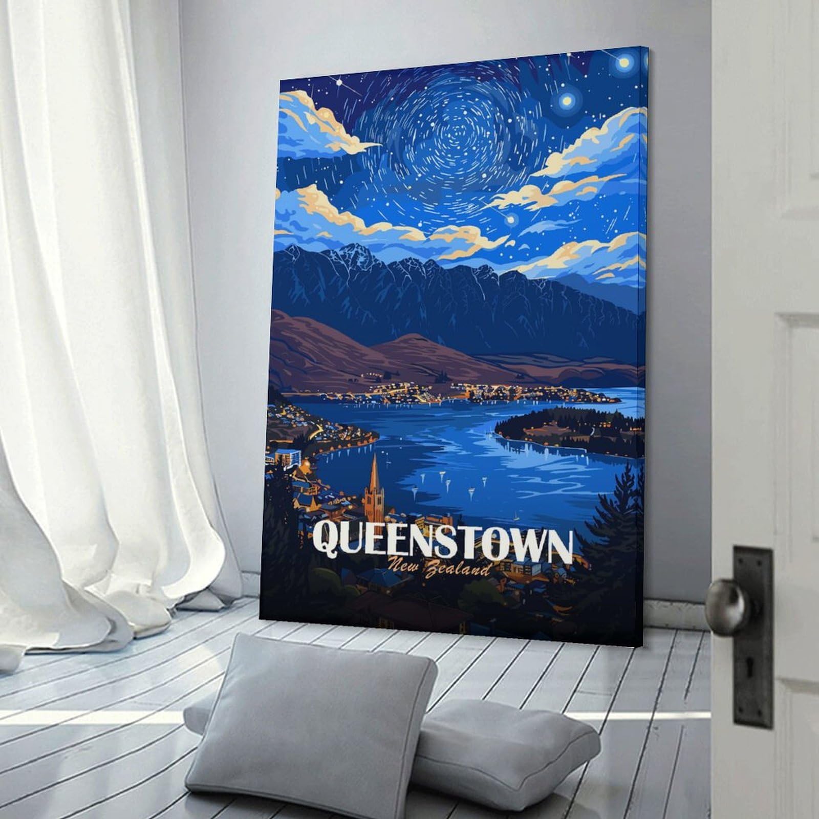 Junmoney Queenstown New Zealand Travel (3) Room Decor Wall Art, 16x24inch(40x60cm), for Entrance Walls, Hall Decor Or Foyers, A Neat Decor Update for Hallways