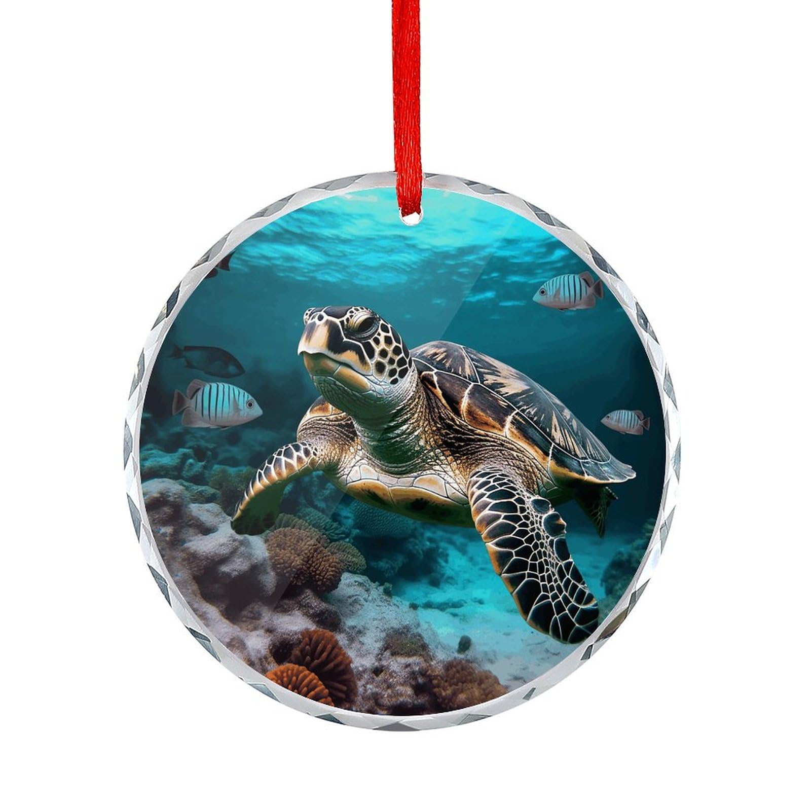 Btcowzrv Style Ocean Animal Turtle Round Ornament Hanging Pendant Decor