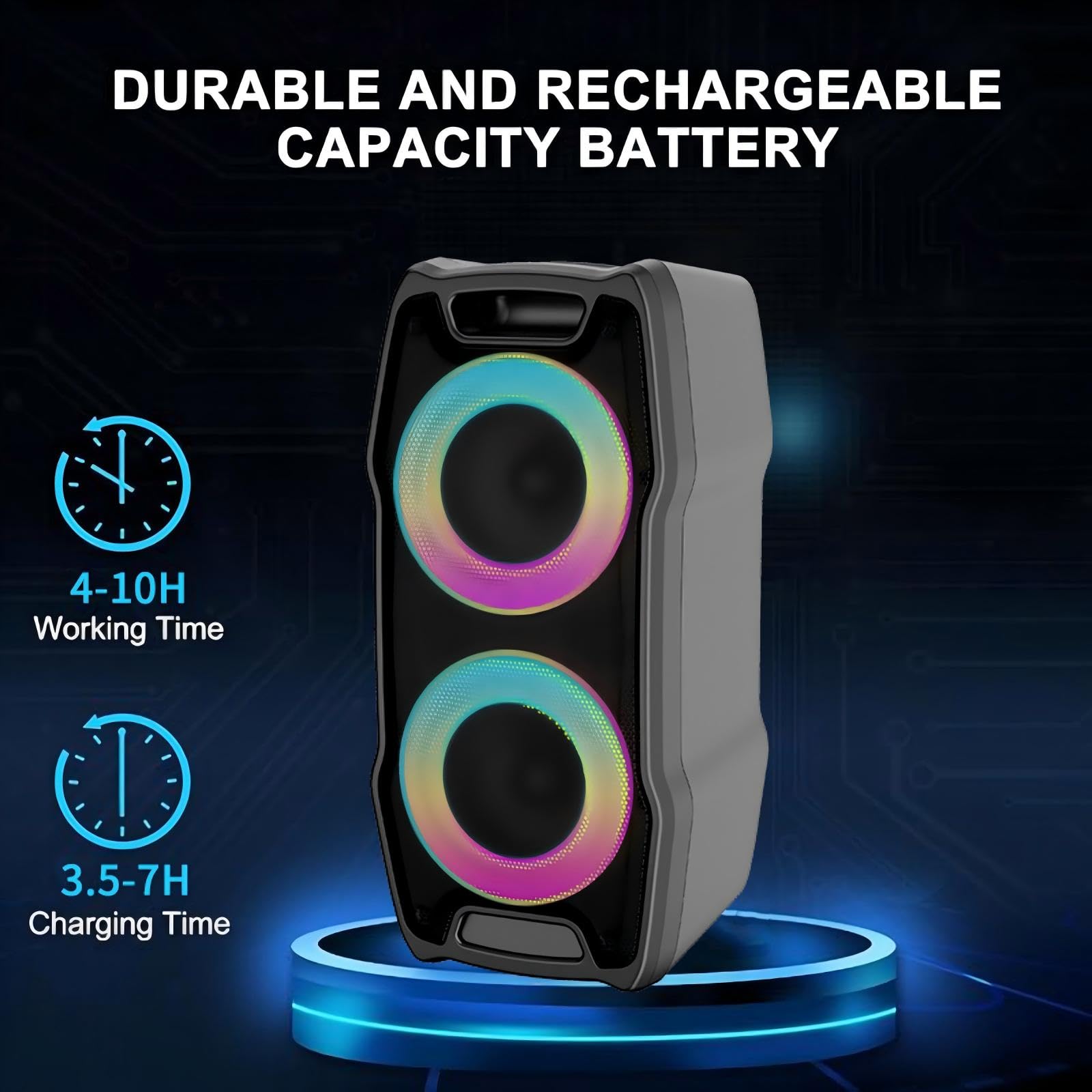 VeGue Machine de karaoké avec 2 Microphones sans Fil, Grand 10" Woofer Bluetooth Enceinte Sono Portable avec Boule de Disco, Karaoké Machine Complet pour Party, Support TWS/REC/AUX/USB/TF (VS-0808)