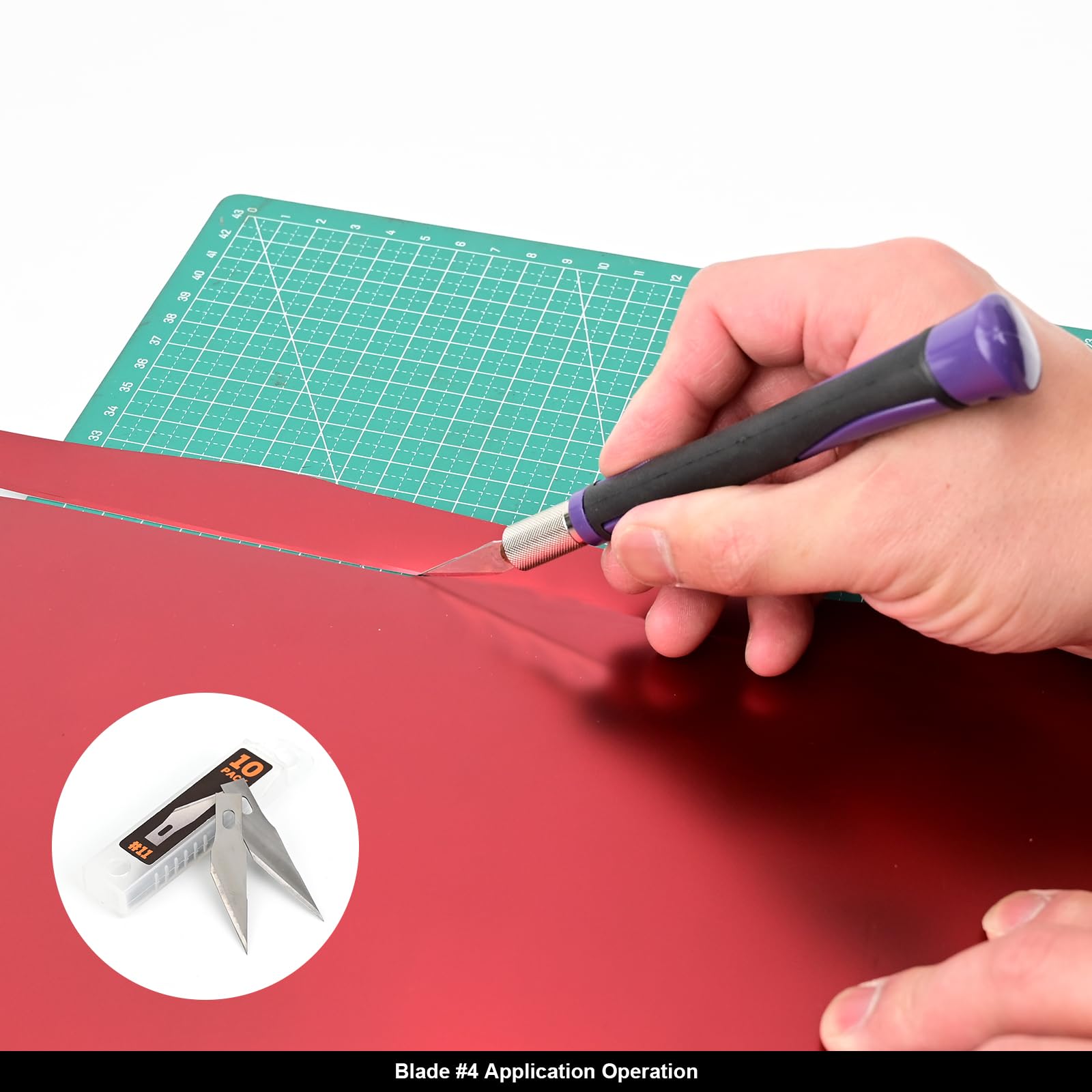 EHDIS Kit di Taglierino di Precision, 2 Taglierini con 5 Diverse Lame di Ricambio (totale 50 pezzi), Bisturi Modellismo di Gomma Antiscivolo, per Lavoro Artistico Taglio, Scultura