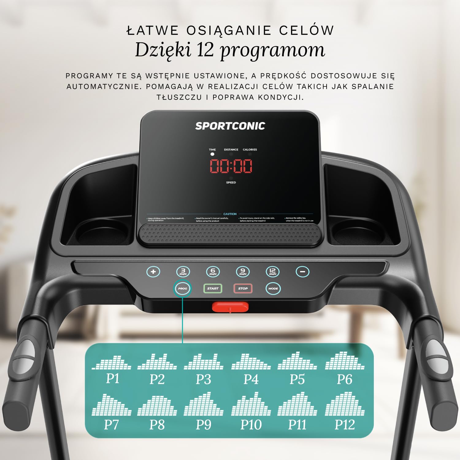 Sportconic Bieżnia Elektryczna 1-12KM/H | Bieżnia do Domu Składana | Bieżnia z Nachyleniem | Pod Biurkiem | Zestawie Uchwyt Na Tablet i Pilot (Bez maty ochronnej, 1-12 km/h (T140))