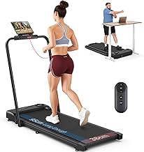 THERUN Laufband für Zuhause Klappbar, Walking Pad Leise mit Handlauf&LED-Anzeige, Treadmill bis 10 km/h,Doppelte Stoßdämpfung Laufband Schreibtisch für Zuhause&Büro, Keine Montage Erforderlich
