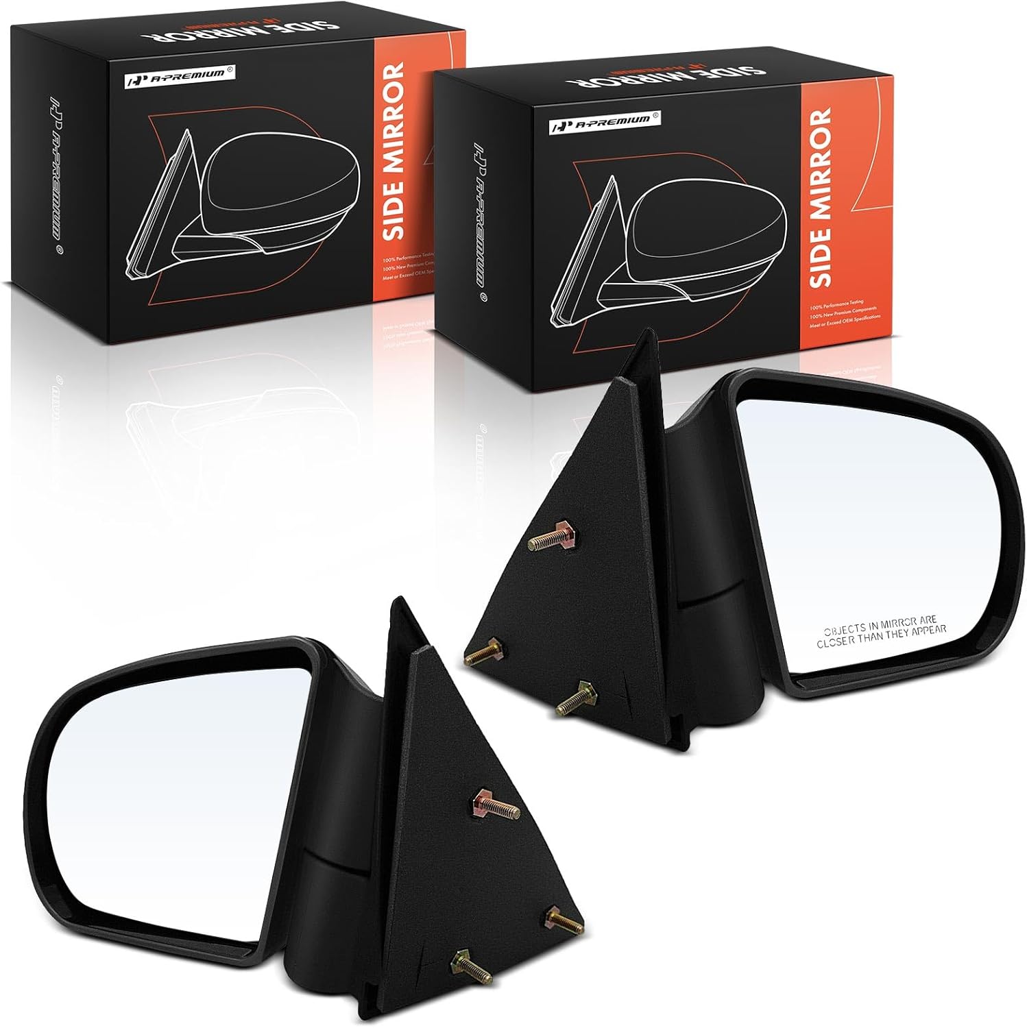 A-Premium Pair (2) Driver and Passenger Side Manual Door Mirror - Compatible with Chevrolet Blazer & GMC Jimmy, Sonoma & Oldsmobile Bravada - Non-Heated Manual Folding Black Outside Rear View Mirror