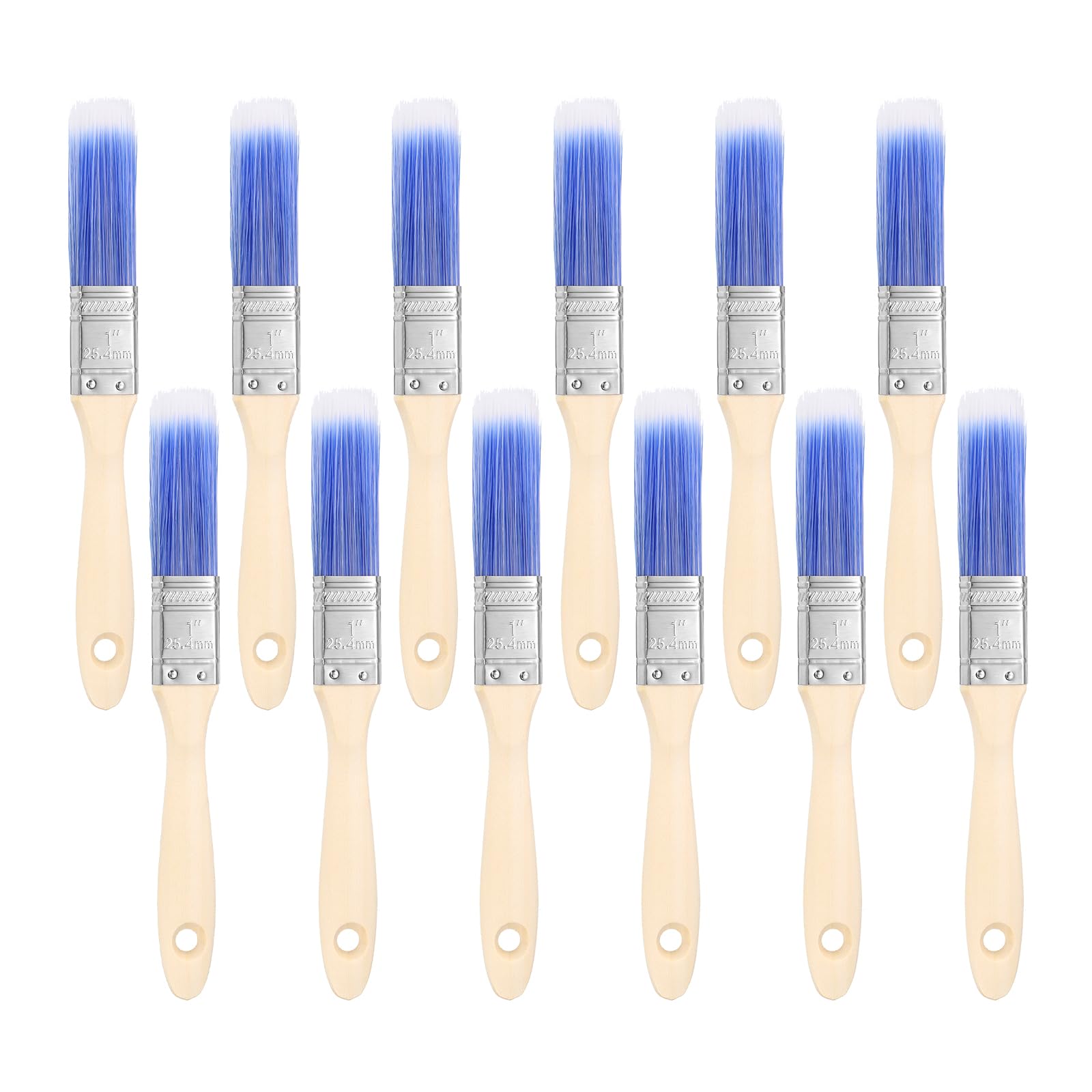 HARFINGTON 12 pinceles de pintura plana de 1 pulgada con mango de madera para manualidades, arte plano, vallas de muebles, cubiertas, molduras de pared, color azul