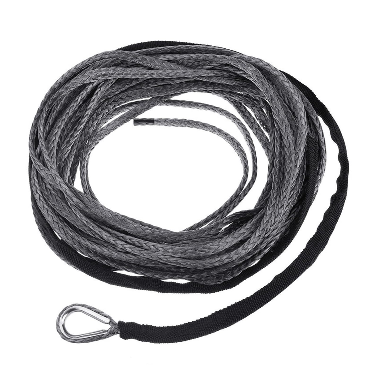Edede 7Mmx15m Grey Winch Rope, 15M 6Mm/7Mm Towing Winch Cable Rope String Line Synthetic Fiber 5800Lbs/7700Lbs/9300Lbs For Atv Utv Suv 4X4 4Wd(7Mmx15m Grey)