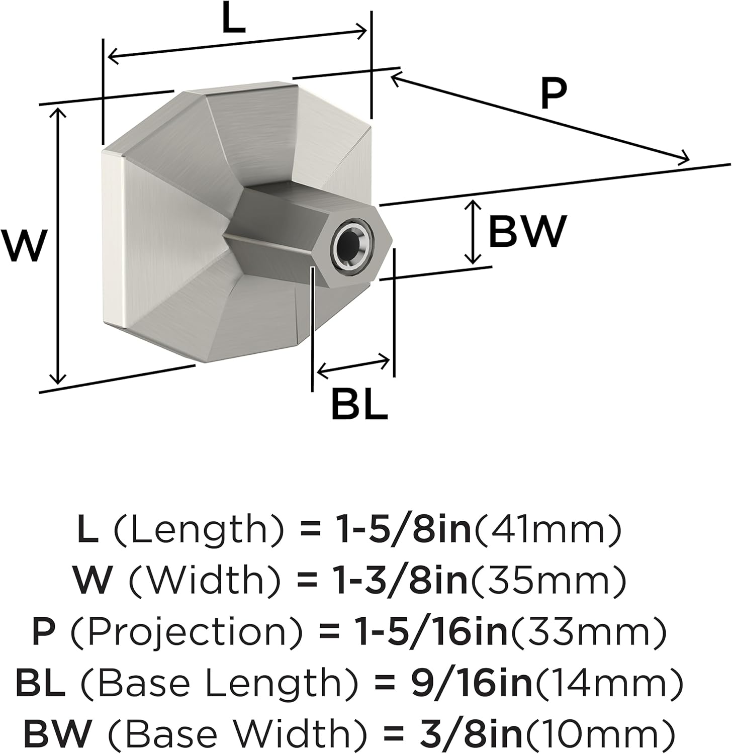 Amerock London 1-5/8 inch (41mm) Length Black Bronze/Satin Nickel Cabinet Knob, BP36638BBRG10