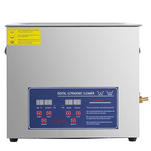 Miniatura 3 de Hihone Limpiador ultrasónico de 3 litros, máquina de limpieza por ultrasonido calentada de acero inoxidable, temporizador digital de temperatura con