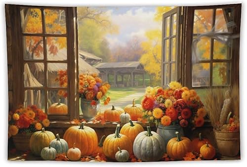 Miniatura 1 de Notedi Tapiz para colgar en la pared, arte de pared para dormitorio, sala de estar, dormitorio, picnic, Acción de Gracias, calabazas, girasol, hojas