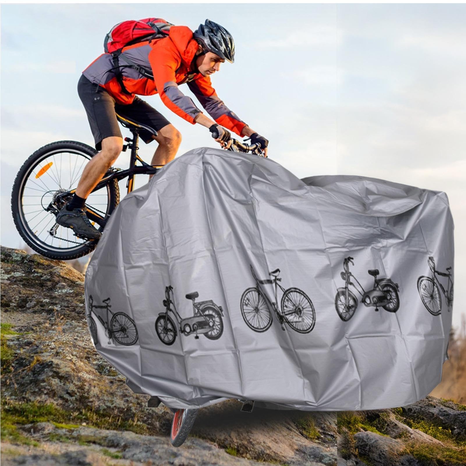 Telo Copri Bici Da Esterno Impermeabile, 200 X 100 Cm Copertura Anti Pioggia Per Bicicletta, Universale Copri Bicicletta Da Esterno Anti Polvere Pioggia Antis Neve Protezione UV