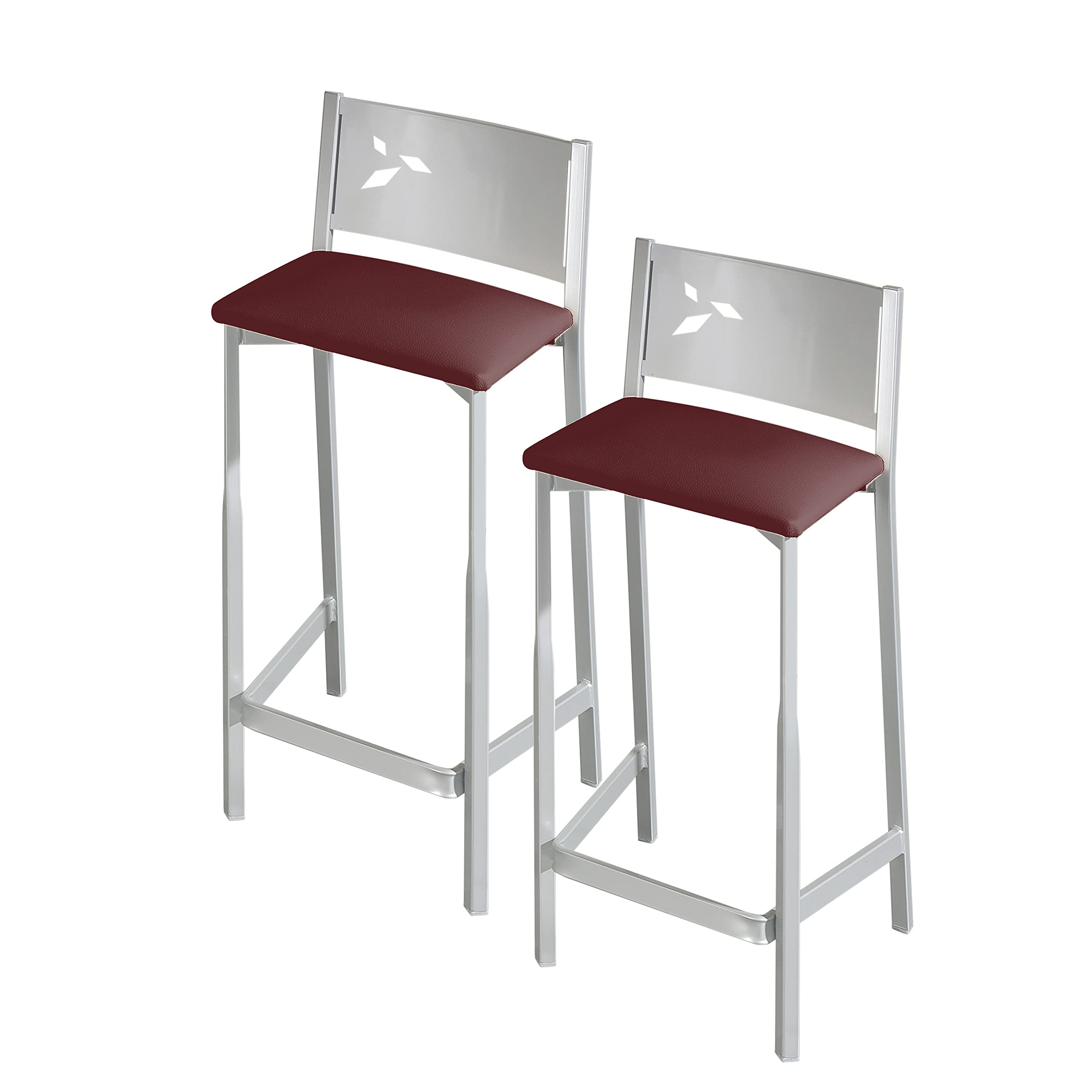 Tabourets de cuisine en similicuir bordeaux 60 cm au design moderne et robuste