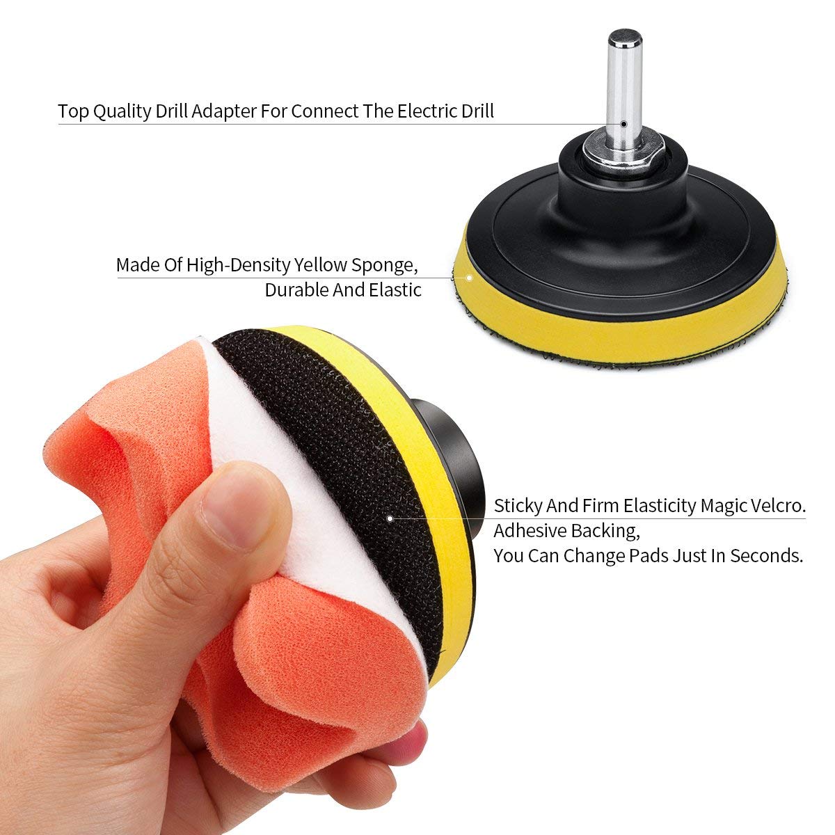 GLITZEN Car Foam Drill 3-Inch Buffing Pad, 22 Pcs Polishing Pads Kit,Car Buffer Polisher Kit Sponge Pad Kit For Car Polishing,Waxing,Sanding,Sealing Glaze (Multicolour) 1