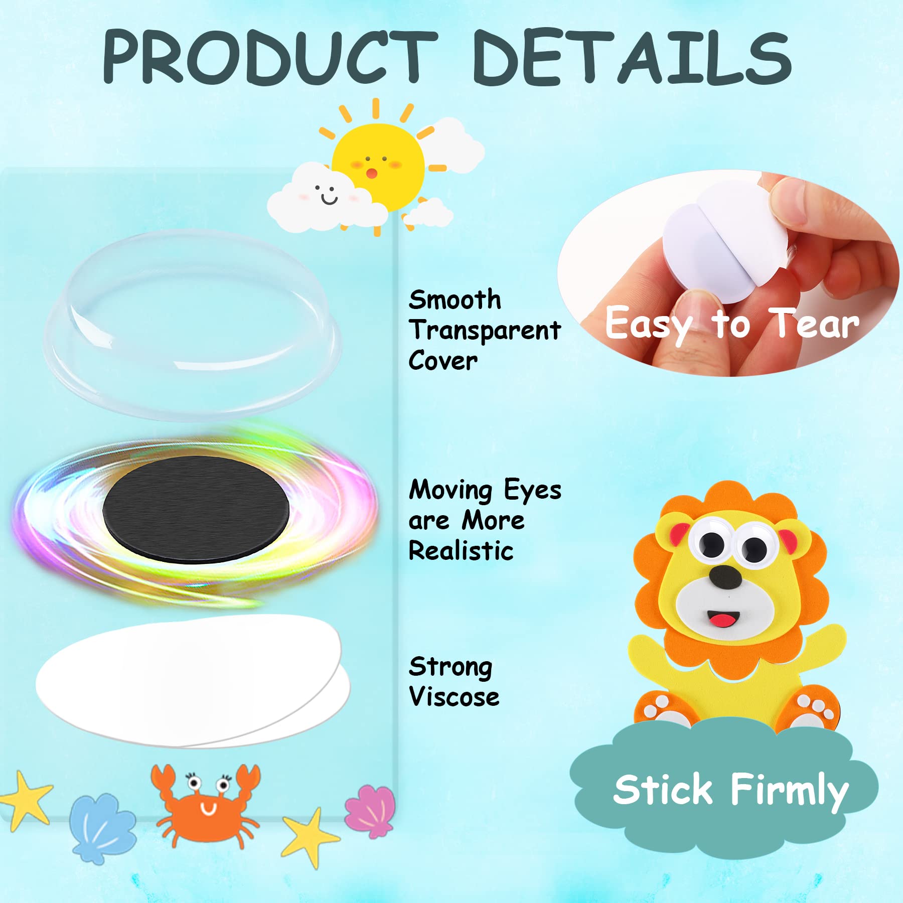 Lot De 2 Grands Yeux Mobiles Auto-Adhésifs 15,2 Cm - Pour Loisirs Créatifs, Décorations, Projets DIY