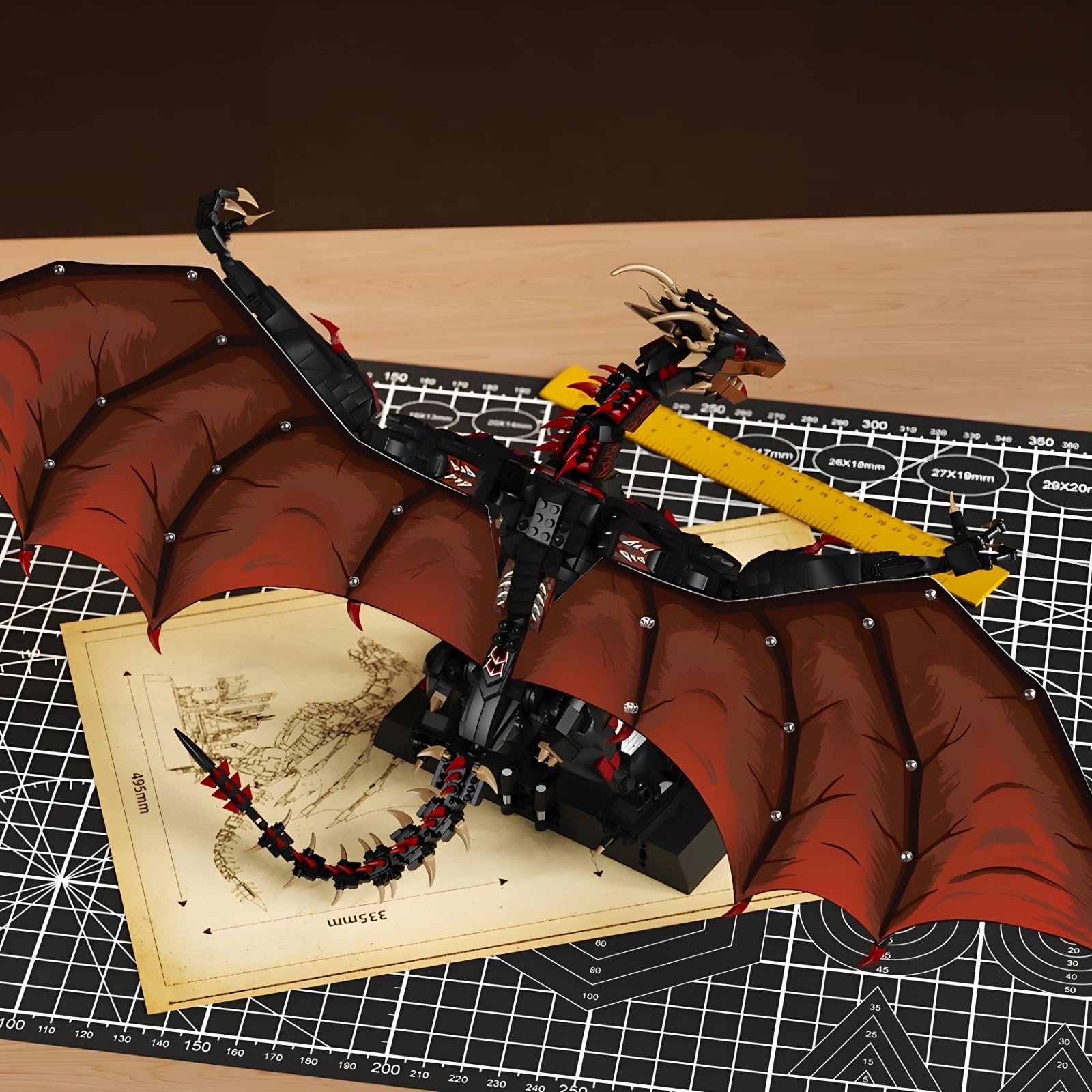 Drachen Klemmbausteine Set für Erwachsene, STEM Drogon Feuerdrache Bausteine Modell für Got Fans Heimbüro Dekor, 1868 Teile Drachen Bausteine Filmfans Geschenk