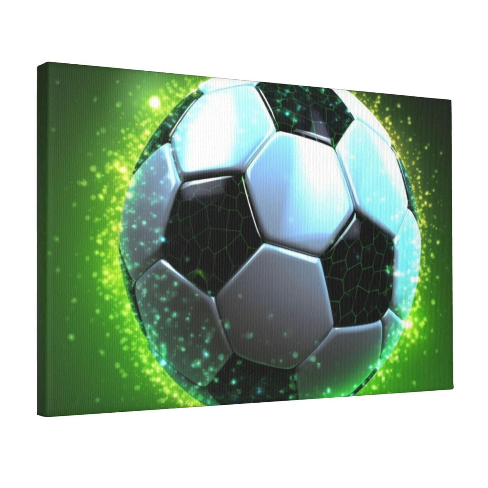 Fodpand Cool Soccer Ball Unframed Canvas Wall Art,Modern Posters Print Wall Decor Canvas Oil Painting For Bedroom Living Room Bathroom Wall Hanging Artwork Ready To Hang 12"X18"