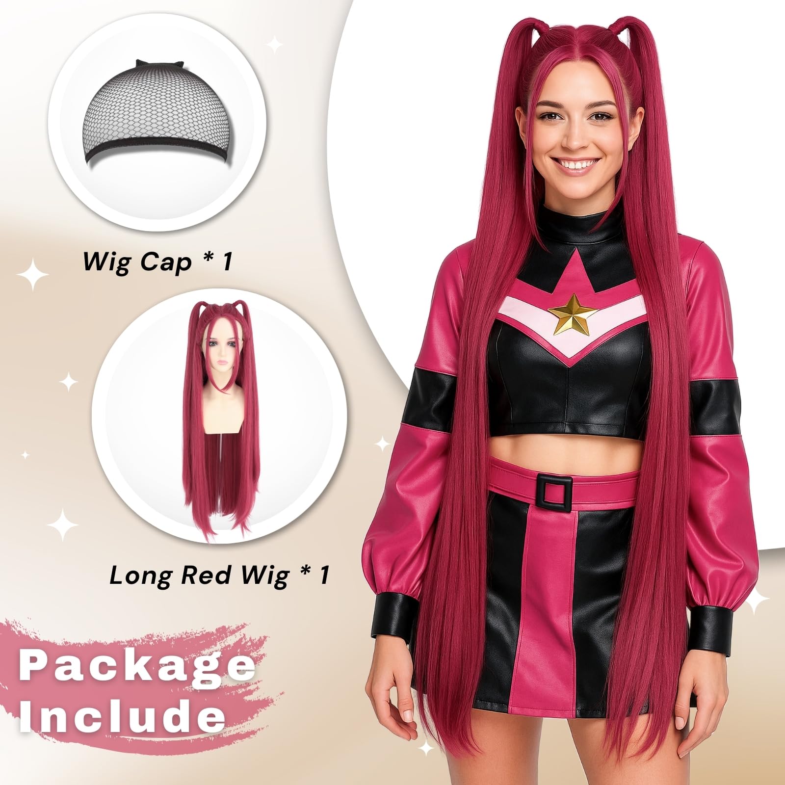 ?Cami 39” Red cosplay  long wig +NWT* Amazon.com: morvally 39 Inches Long Red Wig with 2 Ponytails  main image 3