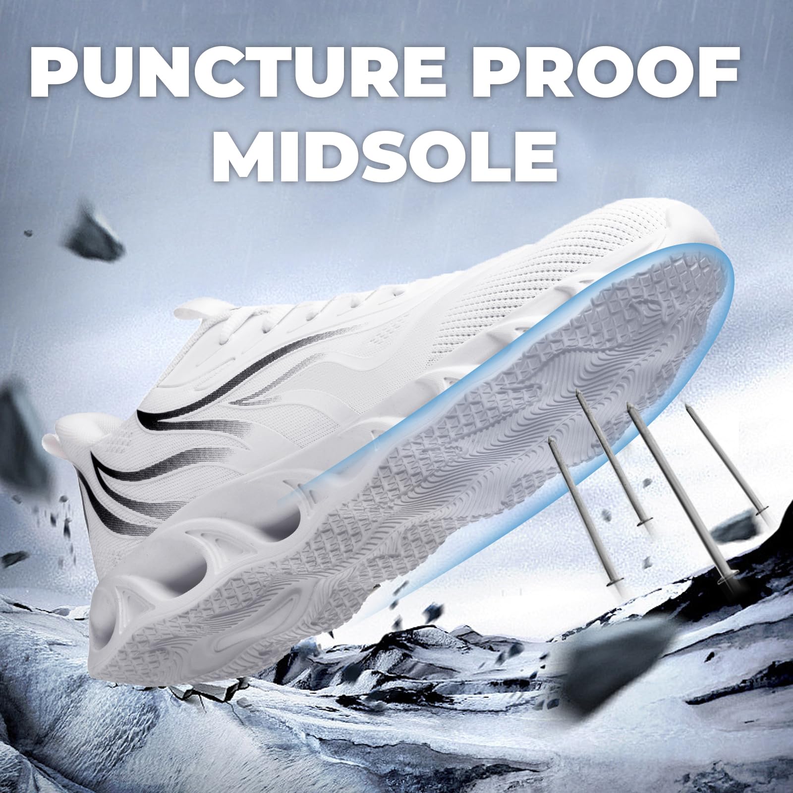 Furuian Zapatos de punta de acero para hombres y mujeres, ligeros, indestructibles, zapatos de trabajo de seguridad, cómodos, tenis de trabajo a prueba de pinchazos