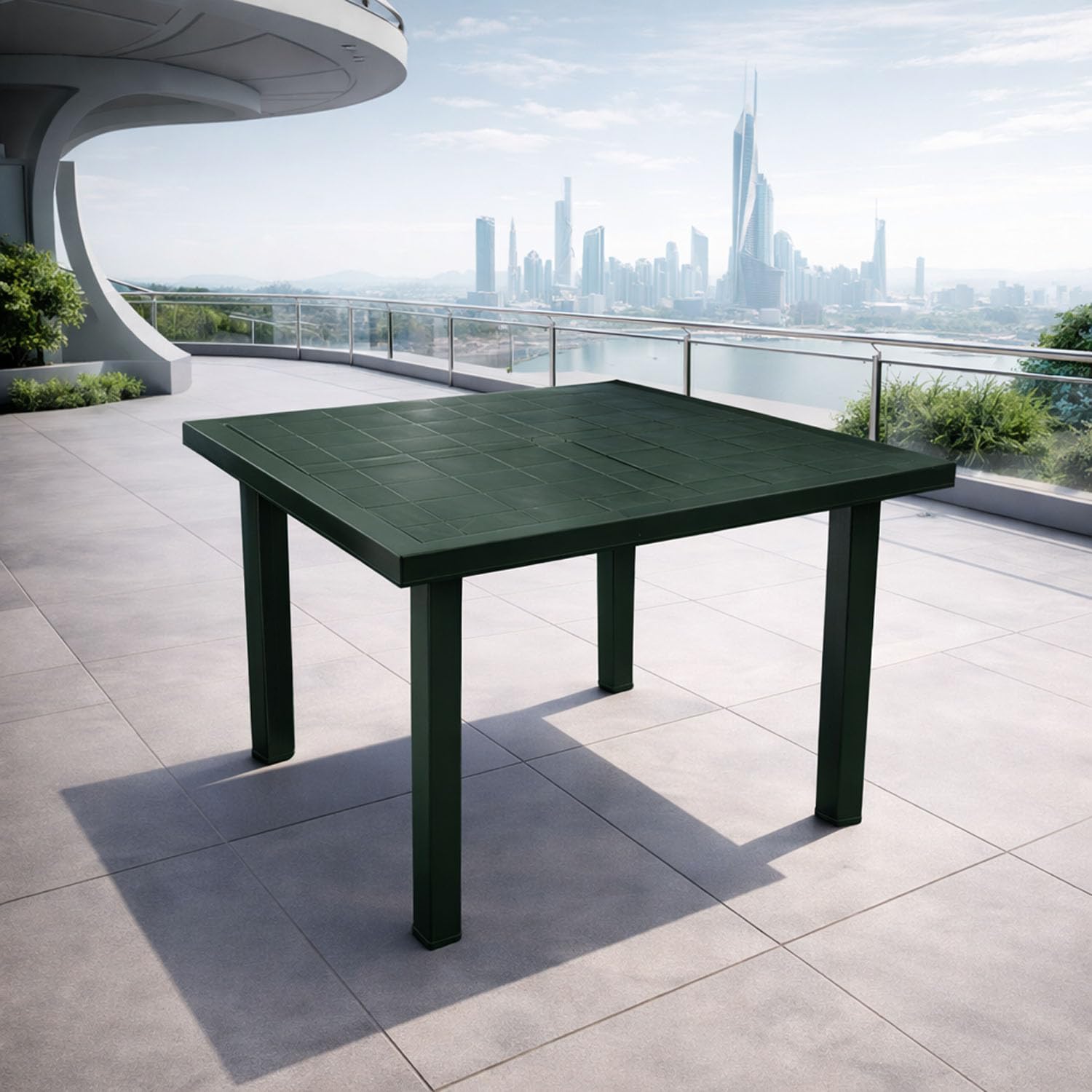Mojawo Bistrotisch Kunststoff Outdoor Tisch Fiocco Grün eckig Balkontisch Gartentisch Terrassentisch Wetterfest L80xB75xH72cm