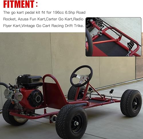 Miniatura 2 de GREHUA Pedales de acelerador de freno de 71 pulgadas con kit de muelles de retorno para Road Rocket Azusa Fun Kart Radio Flyer Carter Go Kart