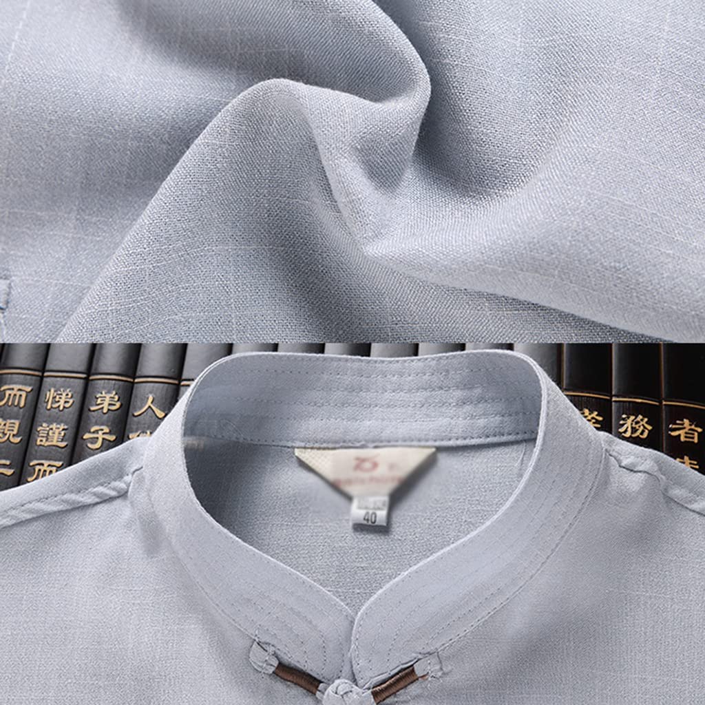 Tai Chi Kleidung Chinesische Kung Fu Kleidung Weiche Männer Erwachsene Tai Chi Kung Fu Uniformen Traditionelle Chinesische Kleidung Set Leinen Kurzarm Stickerei Lässige Chinesische Kostüme ( Color : #