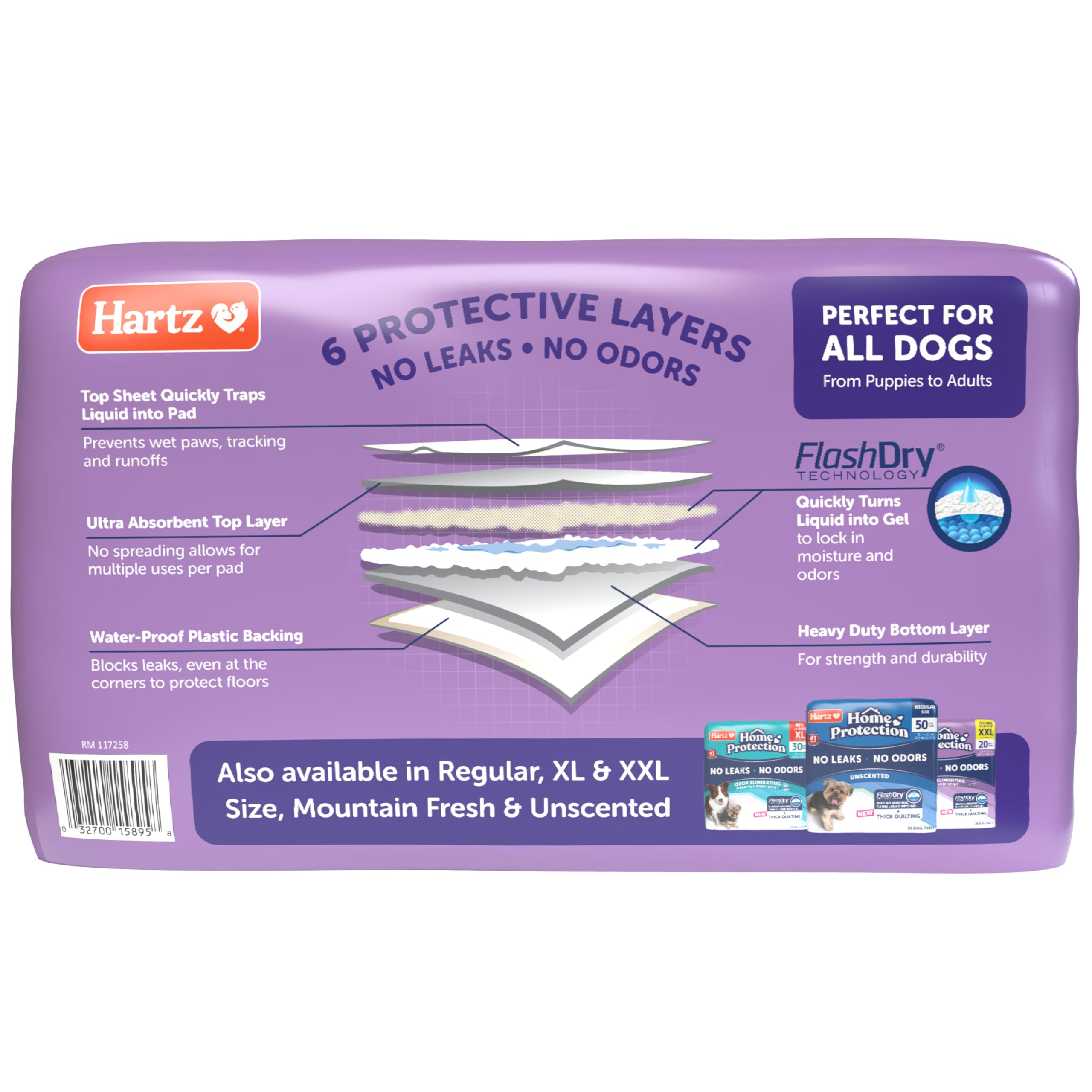 Hartz Almohadillas para perros con aroma para eliminar olores, superabsorbentes y no se filtran, aroma a lavanda, almohadillas 3XL, 30 unidades