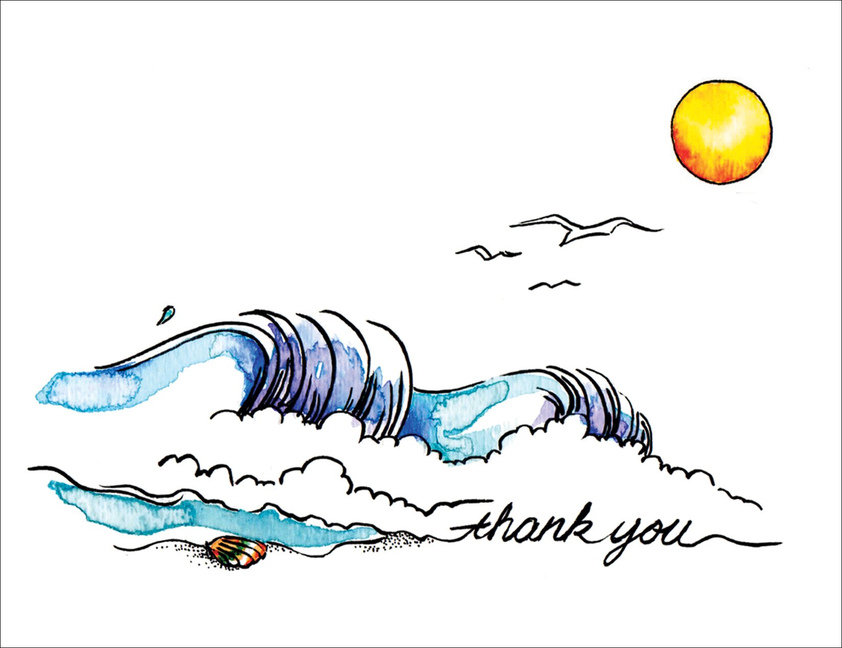 Peaks Publishing Inc Catching the Wave Premium Thank You Cards - Note Cards Set of 12 Cards and Envelopes