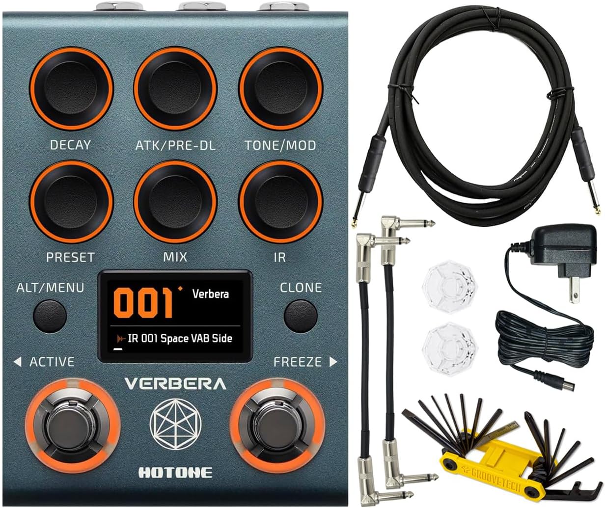 Hotone Verbera NC-200 Convolution Reverb Effects Processor Pedal Dual Engine Stereo Reverb with 120 IRs, MIDI, USB, Synth, FX Loop for Studio or Stage with Tonebird Bundle