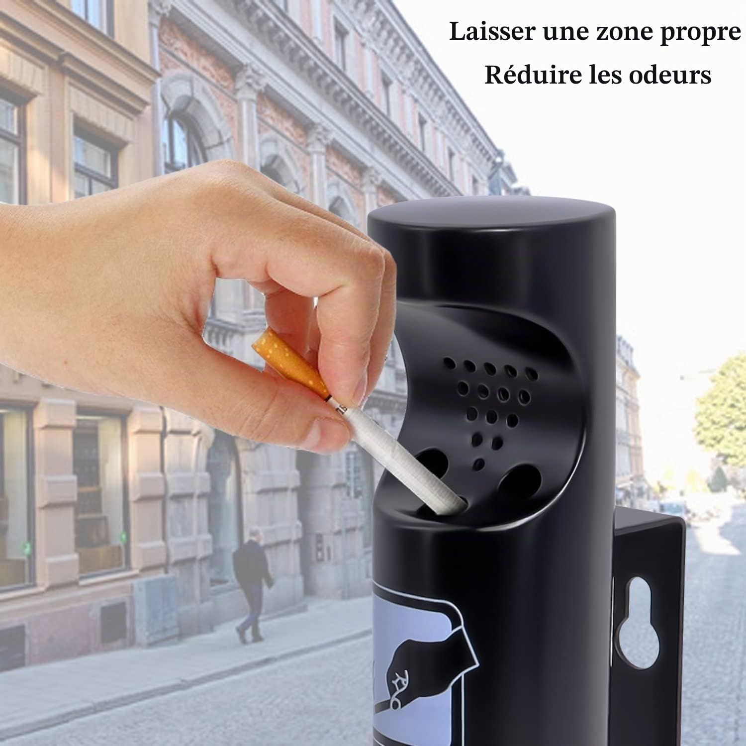 Cendrier Mural Exterieur en Acier Inoxydable,Cendrier Exterieur sur Pied avec Serrure pour Restaurants Hôtels Bureaux Balcon par Poweka (Noir, 2 Pièces）