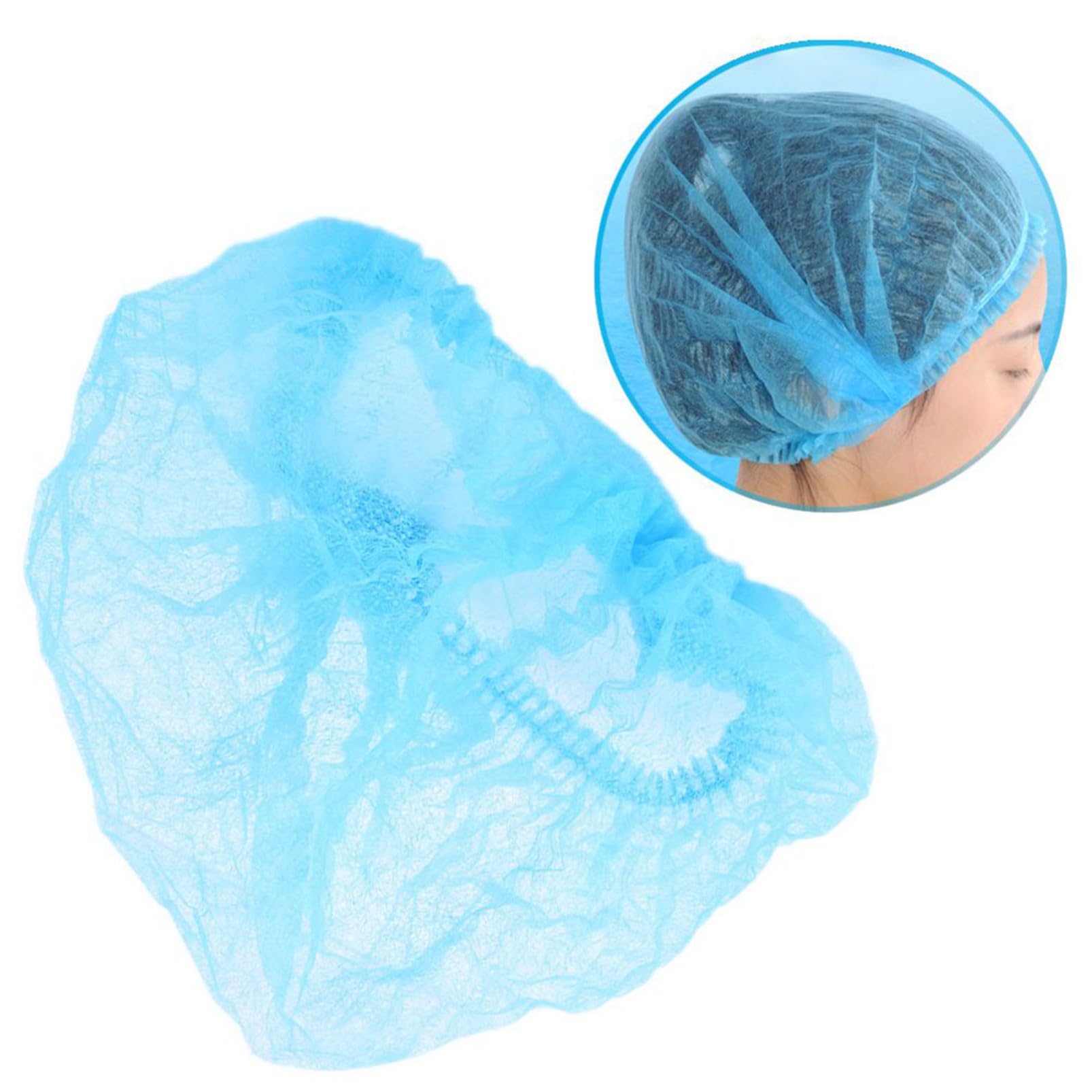 20pezzi Cuffie Monouso in Non Elasticizzato Per Pulizia Del Trucco e Doccia Design Facile Da Riporre Colore Blu