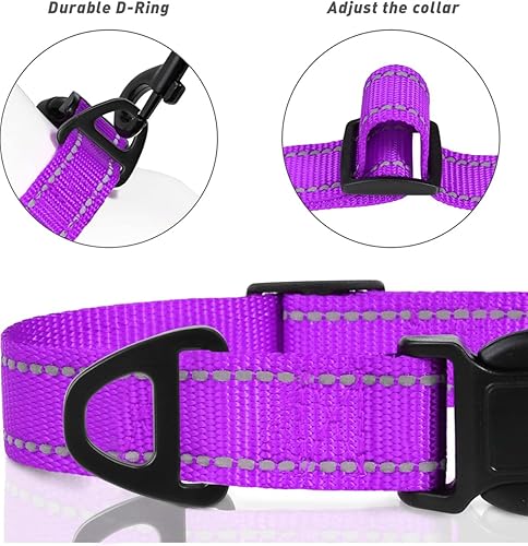Miniatura 3 de TagME - Collar de nailon reflectante para perros con hebilla ajustable de liberación rápida para cachorros para perros de tamaño muy pequeño pequeño
