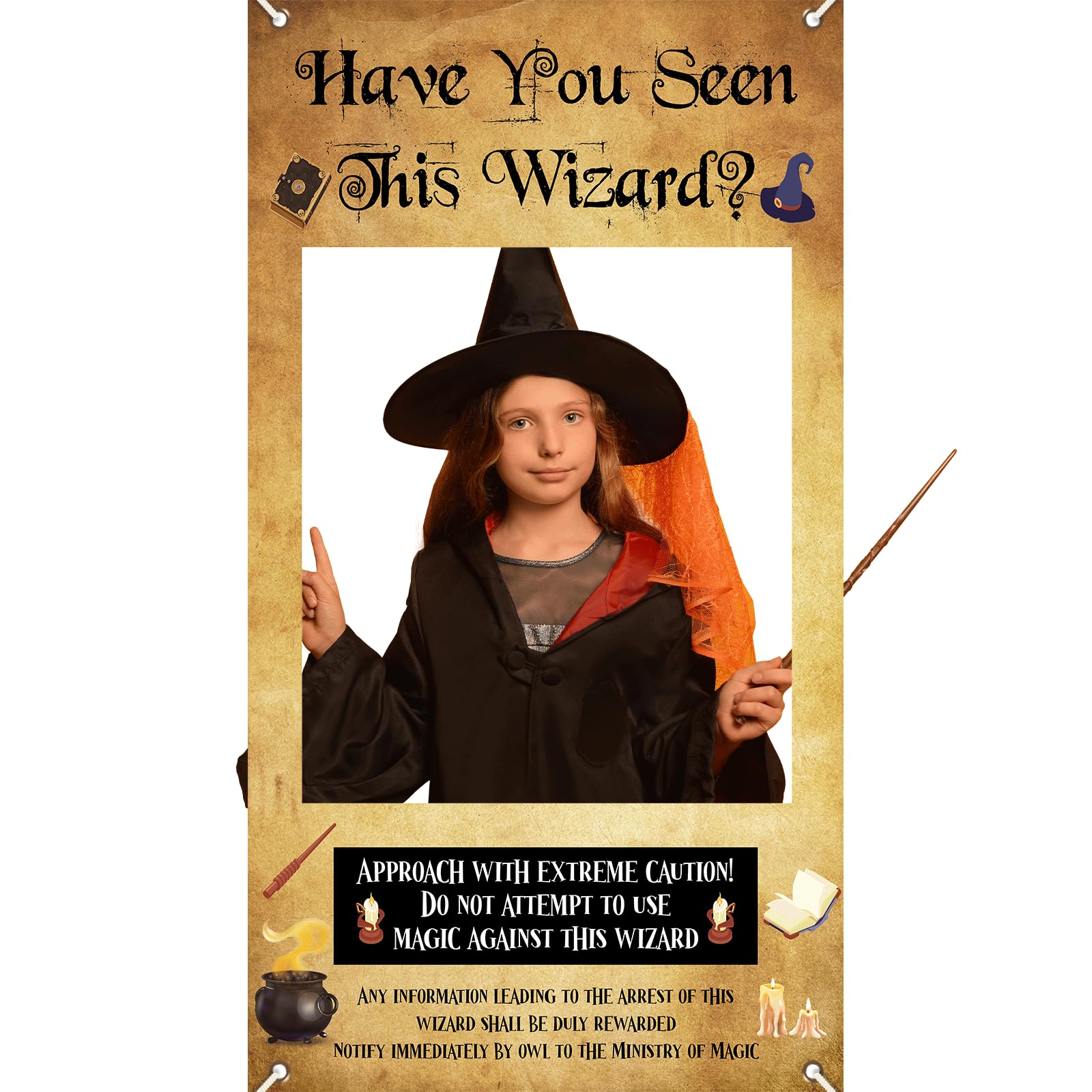 Cadre Photo Selfie Magicien 'Have You Seen This Wizard' 63x45cm - Décoration Anniversaire Halloween Pliable Cadre Harry Potter - 5
