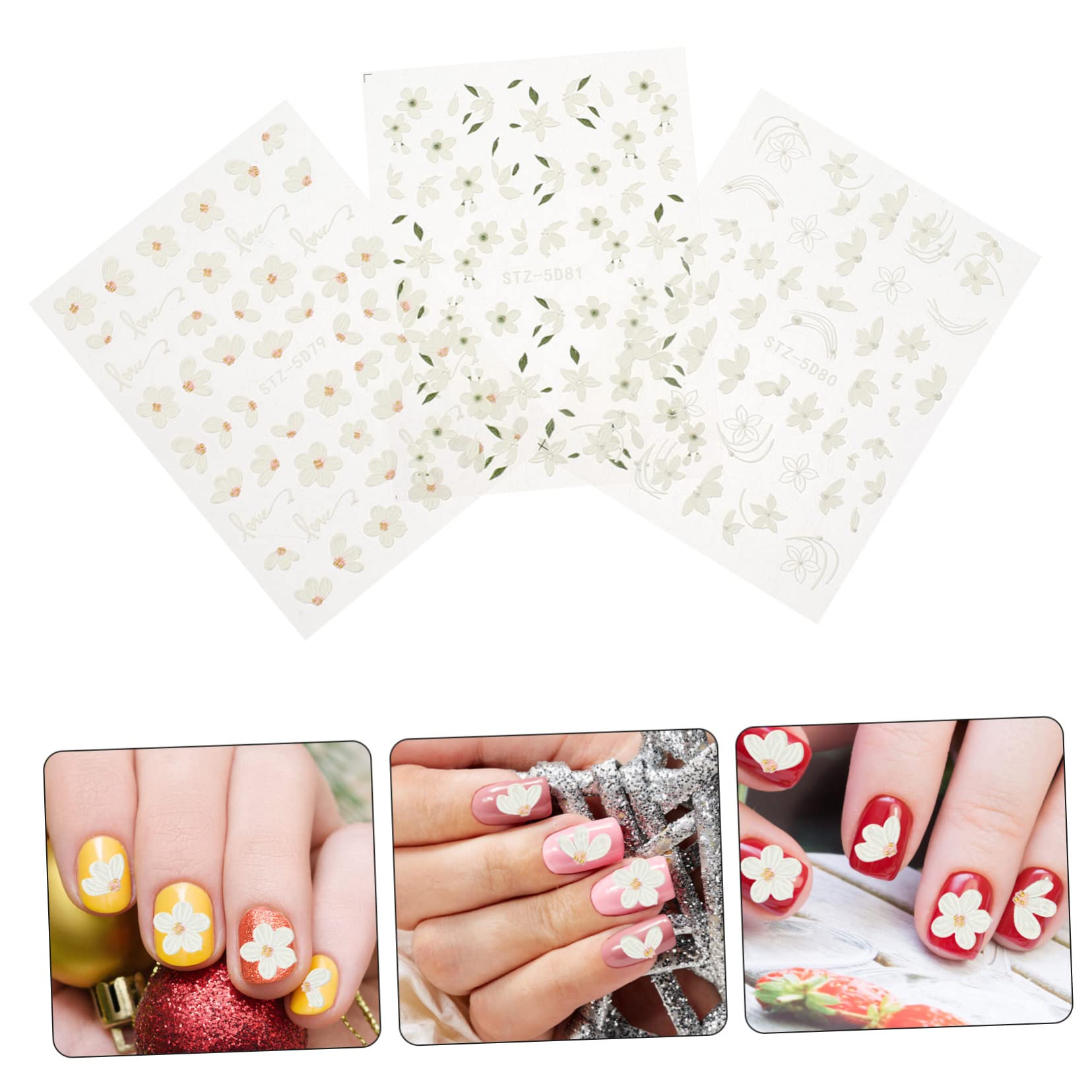 5 Set Autoadesivo Di Arte Del Del Fiore Gel Nail Stickers Gel Nails Stickers Adesivi Floreali Per Manicure Adesivo Per Unghie Autoadesivo Adesivo Per Unghie Fiore 3 Fogli*5