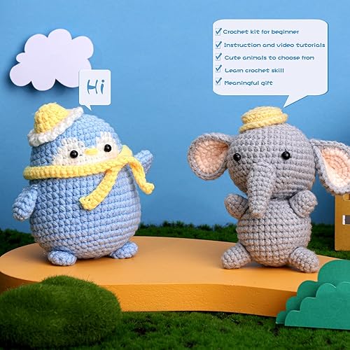 Miniatura 5 de UzecPk Kit de ganchillo para principiantes, kit de animales de ganchillo con hilo, kit completo de ganchillo para adultos y niños, manualidades con