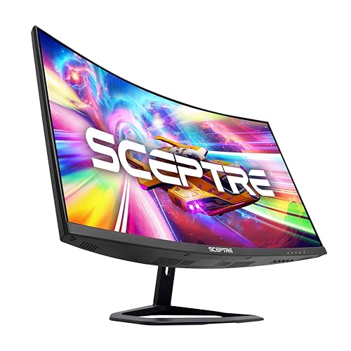 Sceptre New 27-inch Curved Gaming Monitor FreeSync 240Hz Plus DisplayPort HDMI 1ms 99% sRGB Build-in Speakers, R1500 Machine Black 2025 (C275B-FWT240 Series) - 27" Curved 240Hz